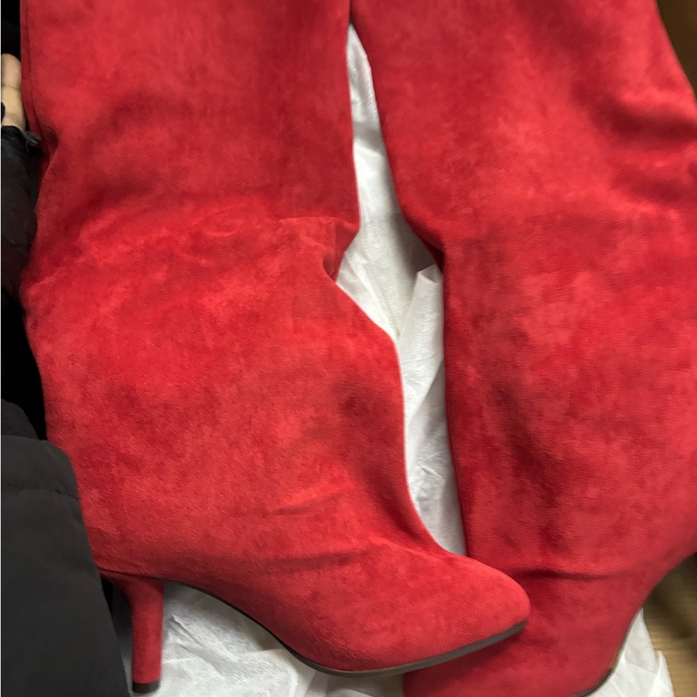 Womans Red Suede Heels